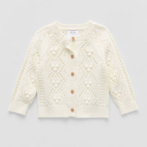 Okie Dokie Baby Girls Crew Neck Long Sleeve Button Cardigan