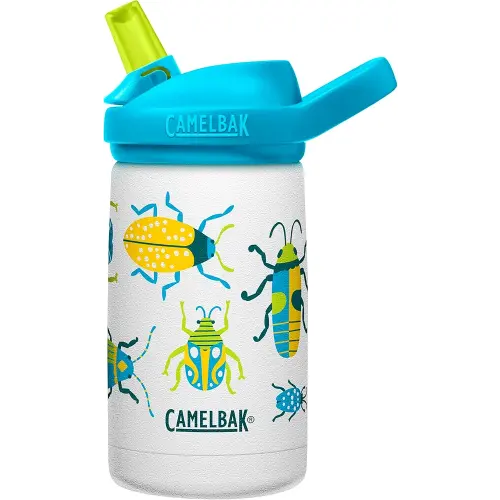 CamelBak Eddy+ Kids Bite Valve Straw Insulated Stainless Steel Water Bottle Bugs, 12oz