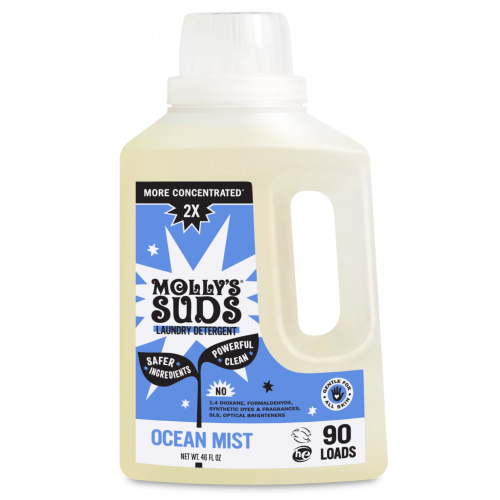 Molly's Suds 2x Concentrated Liquid Laundry Detergent for Sensitive Skin, 90 Loads, (Ocean Mist)