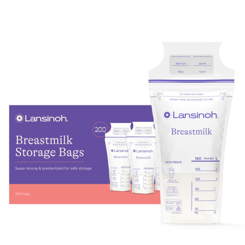 Lansinoh Breastmilk Storage Bags, 200 Count, Fast Freeze & Thaw, Breastfeeding Essentials, 6 oz HSA/FSA Eligible