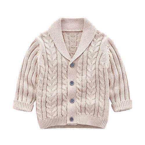 Feidoog Infant Baby Boys Cardigan Crochet Sweater V-Neck，Toddler Knit Button up Knitted Pattern Pullover Sweatshirt