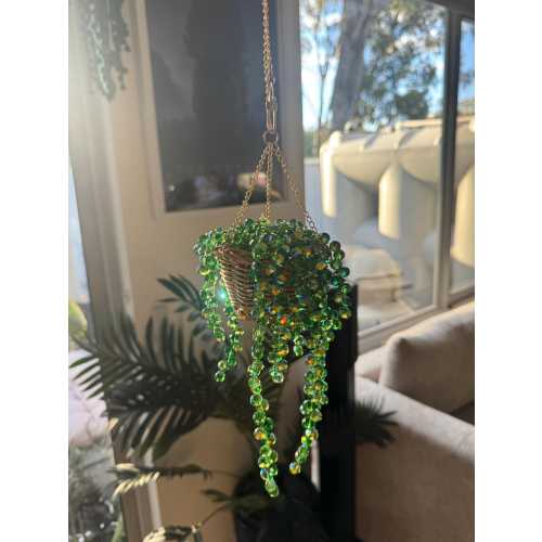 Handmade beaded hanging plant suncatcher