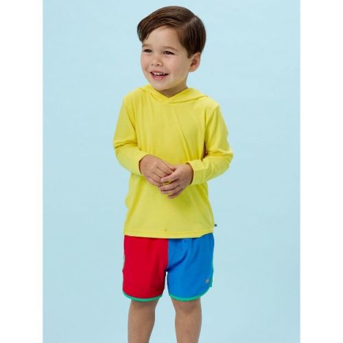 RuggedButts Baby/Toddler Boys UPF50+ Sun Protective Hooded Shirt - Buttercup Yellow, 3-6m