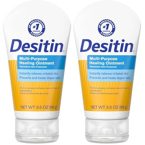 Desitin Skin Protectant Diaper Rash Ointment | Multi-Purpose | With Vitamins A & D | Travel Size | Pack of 2