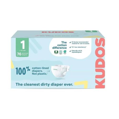 Kudos Premium Cotton-Lined Disposable Diapers, Sustainable, Breathable, Chlo'oriine -Free, 12+ Hour Protection-(Pack of 1)