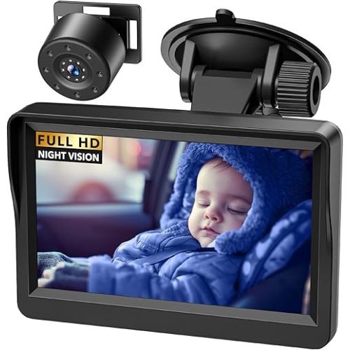 Baby Car Camera,4.3" HD Infrared Night Vision Baby Car Mirror with 178° Wide View, Safety Rear Facing Car Set Camera for Infants Kids Toddlers