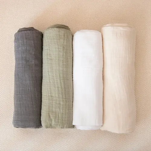 Organic Breathable Swaddle Blankets 4-Color Pack