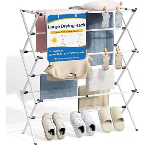 Stainless Steel Clothes Drying Rack, 45.28" H × 14.57" D