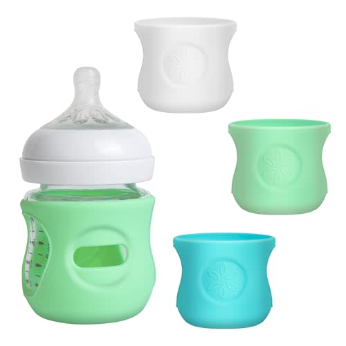 3 Pack Silicone Sleeves for Philips Avent Natural Bottle, Food Grade Silicone Anti Breakage Baby Bottles Holder, Compatible with Philips Avent Glass Natural Baby Bottle 4oz