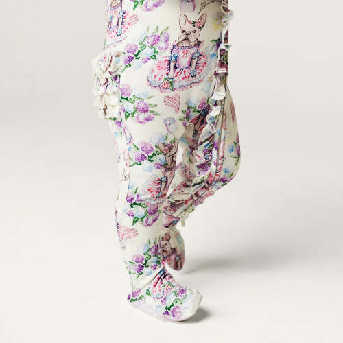 Posh Frenchie Footie Ruffled Zippered One Piece