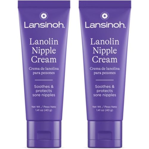 Lansinoh Nipple Cream Safe for Breastfeeding Baby, 100% Natural Nipple Butter, Breastfeeding Essentials for Postpartum Moms, 1.41 Ounces (2 Pack)