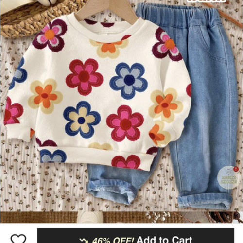 SHEIN Cream White, Cute Dopamine Applique Colorful Floral Pattern, Fall Vibes, Baby Girls Casual Loose Fit Crew Neck Comfortable Daily Soft Knit Long Sleeve Sweatshirt, Suitable For Autumn & Winter Wildflower Baby Clothes Baby Girl Warm Sets Baby Girl Clo