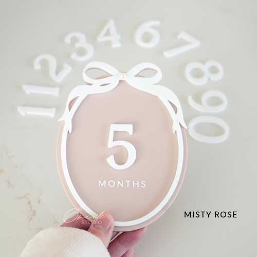 Baby Milestone Marker, Oval Bow Interchangeable Monthly Milestone Card, Baby Photo Prop, Birth Announcement Sign, For Baby, Baby Shower Gift