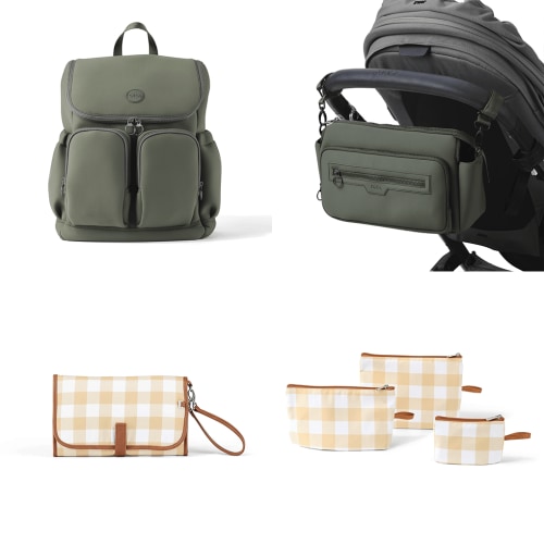 First Time Parent Nappy Bag Bundle - Sage & Beige Gingham (PRE-ORDER FOR SEPTEMBER DELIVERY)