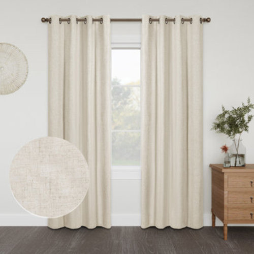 Latitude Run® Linen Slub Blackout Grommet Curtain Pair(2 Panels) & Reviews | Wayfair
