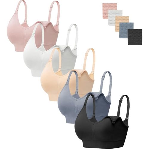 HBselect Women Maternity Bras 5 Pack Nursing Bras for Breastfeeding