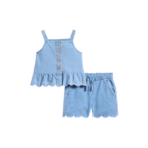 Scalloped Chambray Tank & Shorts Set