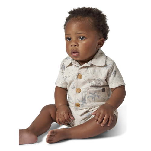 Modern Moments By Gerber Baby Boy Collar Shirt and Short Outfit Set, 2-Piece, 0/3 Months - 24 Months
