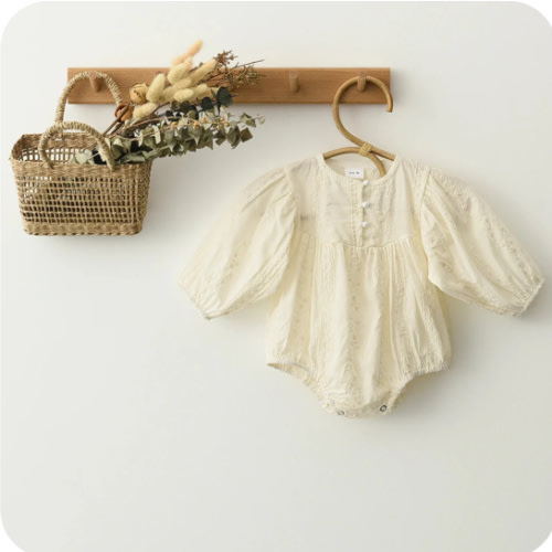 Ivory Gray Cotton Lace Newborn Rompers