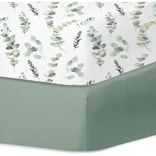 Little Grape Land Crib Sheets for Boys and Girls, 2pk Baby Crib Fitted Sheet for Standard Size Crib and Toddler Mattress, Super Soft Baby Sheet (Leaves & Green)
