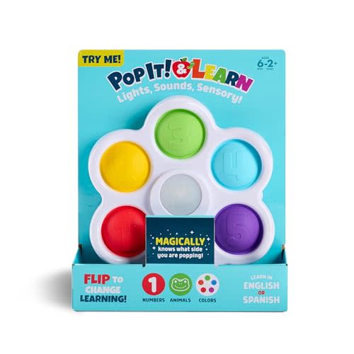 Chuckle & Roar - Pop It! and Learn - Educational and Electronic Popping Toy - Learn Numbers & Letters in Spanish or English - Great for Ages 6 Months to 2 Years