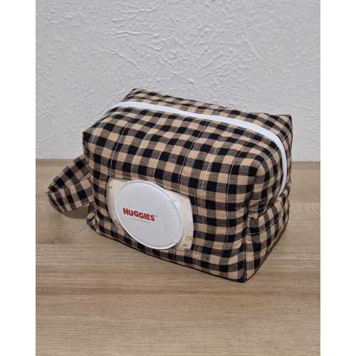 Black And Tan Gingham Diaper and Wipe Pouch | Quick On The Go Diaper Bag | Diaper Pouch | Diaper Bag | Baby Shower Gift | Handmade