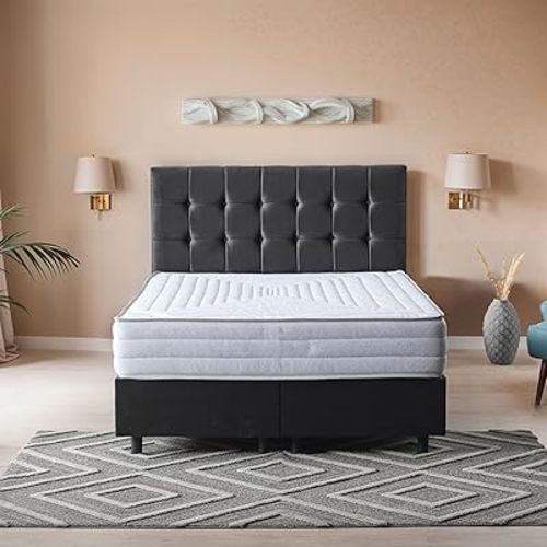 Ottomanson Queen 11" Safari Firm Hybrid Mattress - Made in USA - Unyielding Support & Durability - Individually Pocketed Coils & CertiPUR-US Foam - Fiberglass-Free - Bed in a Box