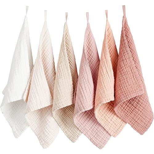 Konssy 6 Pack Face Cloths, Soft Wash Cloth for Washing Face, Cotton Face Towels for Sensitive Skin Women Facial Makeup Remover Reusable Absorbent Washcloths （11 x 11 Inch）