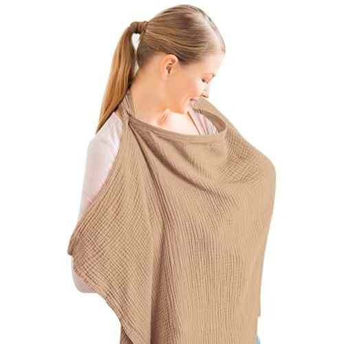 Konssy Muslin Nursing Cover Up for Breastfeeding with Rigid Hoop