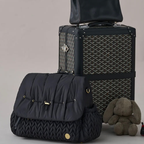 Levy Stylish Diaper Backpack - Black Herringbone