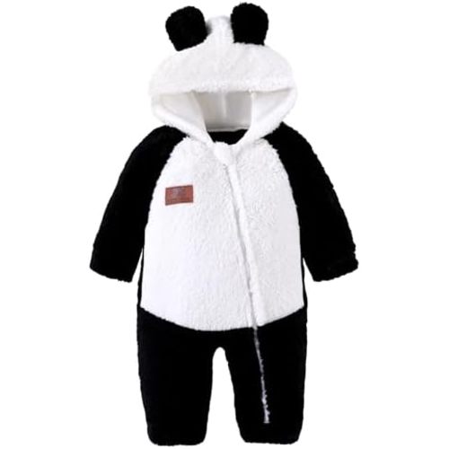 Redair Newborn Baby Bear Outfit Boys Girls Fleece Hooded Romper Jumpsuit Baby Winter Clothes Snowsuit for 0-18 Months