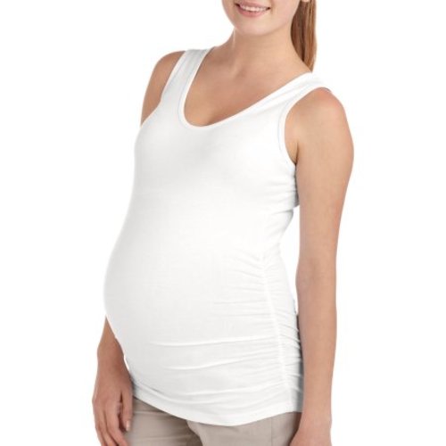 Maternity Basic Tank with Side Ruching-- Available in Plus Size - Artic White - Rinse