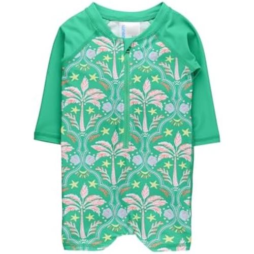Baby/Toddler Boy Swimsuit, One Piece Zipper Rash Guard Sunsuit with UPF 50+ Sun Protection