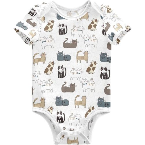 vvfelixl Baby Bodysuits Short Sleeve Cotton Baby Clothes For Boys Funny Baby Suits For Girls 0-24 Months