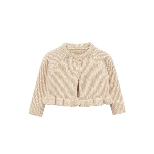 Lilax Baby Girls' Knit Long Sleeve Ruffled Cardigan, Button Closure Bolero Shrug