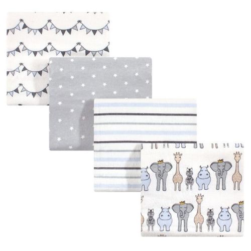 Hudson Baby Infant Boys Cotton Poly Flannel Receiving Blankets, Royal Safari, One Size