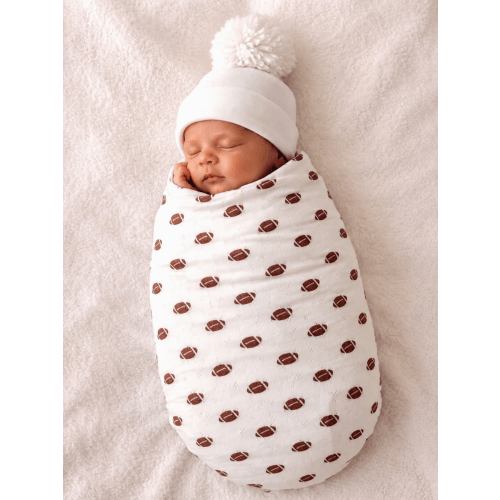 Football | Organic Cotton Pointelle Baby Clothes Swaddle – SpearmintLOVE