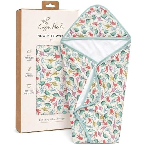 Copper Pearl Hooded Bath Towels Premium Knit/Terry Cloth Baby Towels with Hood, Pockets, and Cool Designs - Great to Gift and Make Bath Time Fun - Baby Bath Towel, Dinosaurs of Jurassic Park