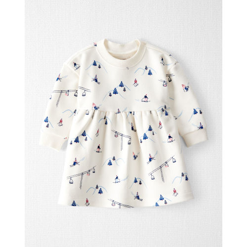 Baby Girl French Terry Dress Made with Organic Cotton in Snowy Slopes Print - Little Planet | Carter's