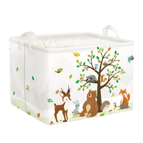 Woodland Animals Storage Basket - Large Collapsible Toy Bin for Nursery