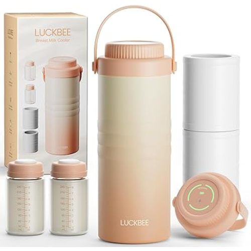 LUCKBEE 24H Portable Breast Milk Cooler with LCD Display – Insulated Milk Storage Bottle, Holds 2 Bottles 16oz, Compact Breast Pump Bag Accessory, Breastfeeding Essentials for Travel and Work