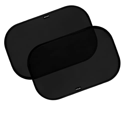 luxail Car Window Shades for Baby 19” x 12” (2 Pack) Cling, Blocks 99.98% UVR, Sun Shade Blocker, Glare Shield Protection, Side Car Window Screens, Mesh Window Shades for Baby, Black