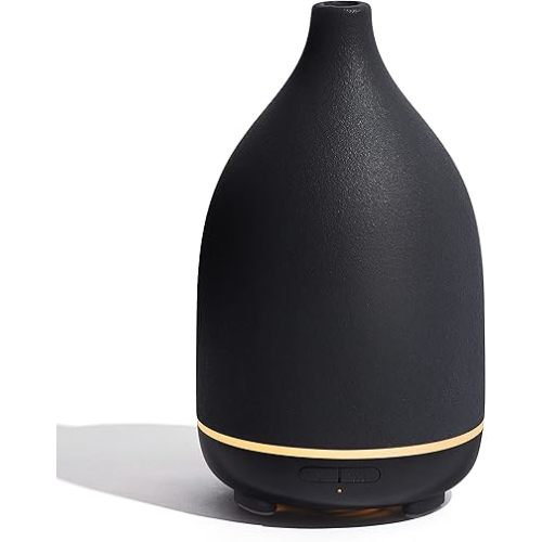 InnoGear Oil Diffuser, 150ML Ceramic Diffuser for Essential Oils Handcrafted Aromatherapy Diffuser Ultrasonic Cool Mist Humidifier with 2 Mist Modes Waterless Auto Off for Room Office, Black