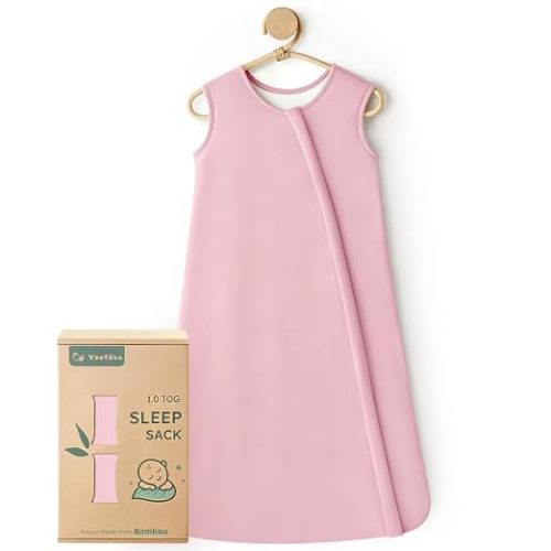 Yoofoss Rayon Made from Bamboo Baby Sleep Sack 6-12 Months 1.0 Tog Baby Wearable Blanket, Super Soft Infant Toddler Sleeping Sack 2-Way Zipper