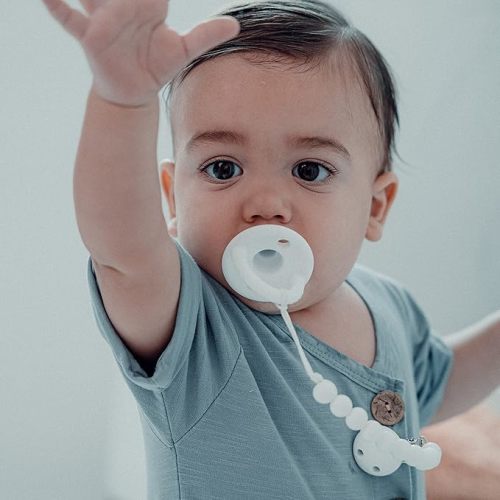 Comfy Cubs Pacifier Clips 2 Pack - 100% Food Grade Silicone Baby Pacifier Clips, BPA & PVC Free - CPSIA Certified, Lightweight and Flexible Baby Gifts - White