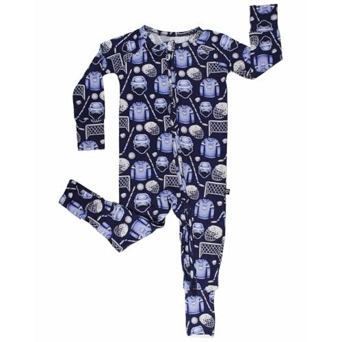 Lev Baby Jumper Poppy Blue Baby Boys Romper 2-Way Zipper Soft Viscose From Bamboo Long Sleeve Machine Washable Stretchy