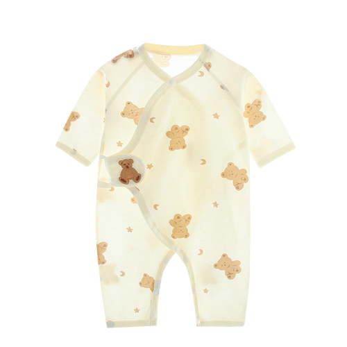 FFENYAN Cute Summer Baby Short Sleeve Onesie for 0-9 Months - Cute Print Romper with Velcro Closure Crotch Snap Buttons - Perfect for Playdates and Family Gatherings