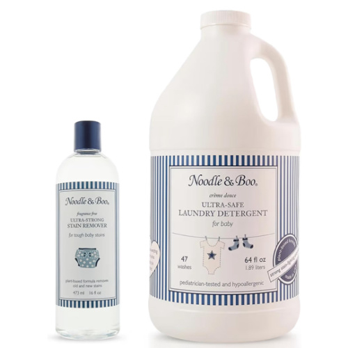 Noodle & Boo Baby Laundry Bundle, Ultra-Strong Stain Remover, Fragrance-Free 16 Fl Oz + Ultra-Safe Baby Laundry Detergent, Crème Douce Scented 64 Fl Oz