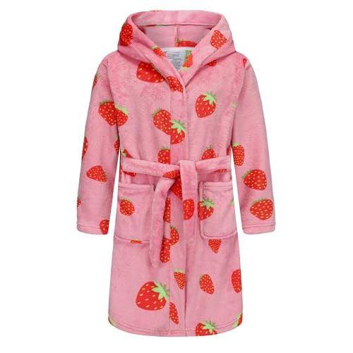 FunnyPaja Girls Soft Fleece Robes Plush Hooded Bathrobes Sleepwear for Kids 2-16 Years