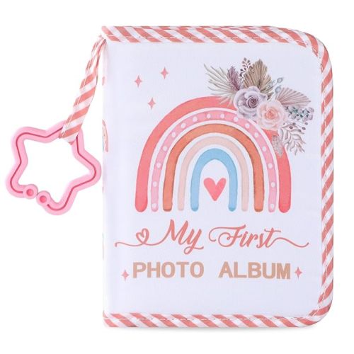 Baby's My First Family Album Soft Photo Cloth Book Boho Rainbow My First Book of Photos Baby Memory Album Gift Holds 4x6 Pictures for Babies Newborn Toddler & Kids Baby Shower